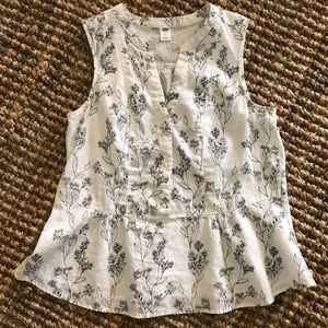 OLD NAVY LINEN/COTTON PEPLUM TOP